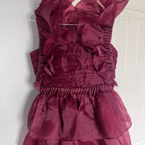 asra pleated frill midi dress Aje Asra Pleated Frill Midi Dress In Wine
